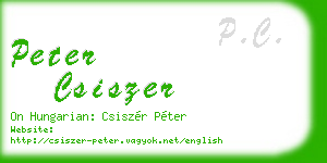 peter csiszer business card